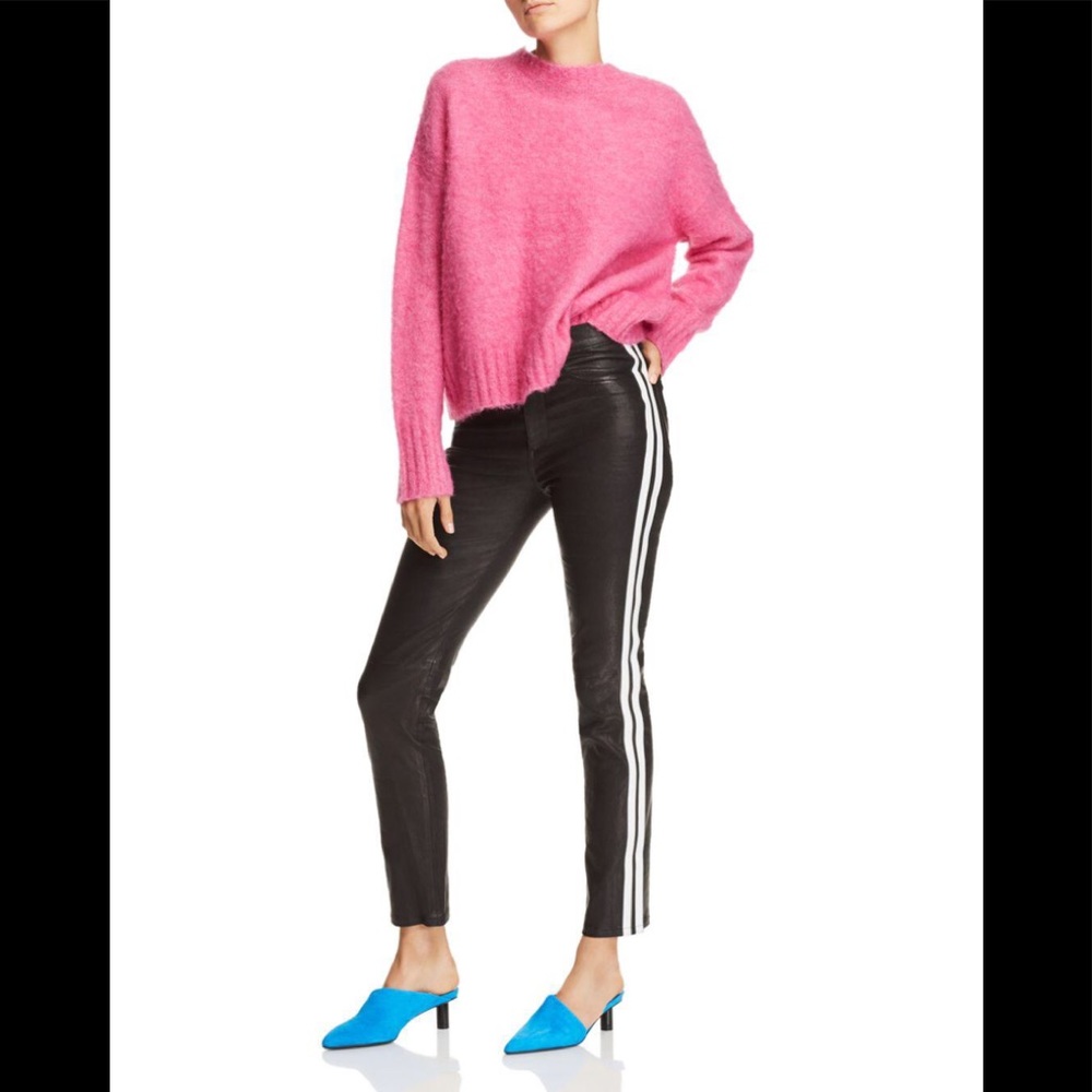 Rag and Bone Black Leather Ankle Jeans Stripes